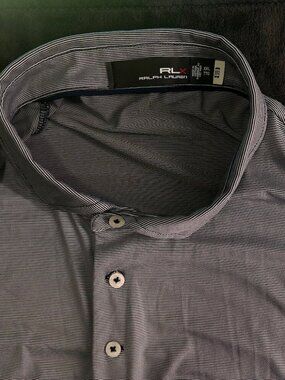 RLX Ralph Lauren Performance Polo XXL Dark Gray White Stripe Golf Shirt